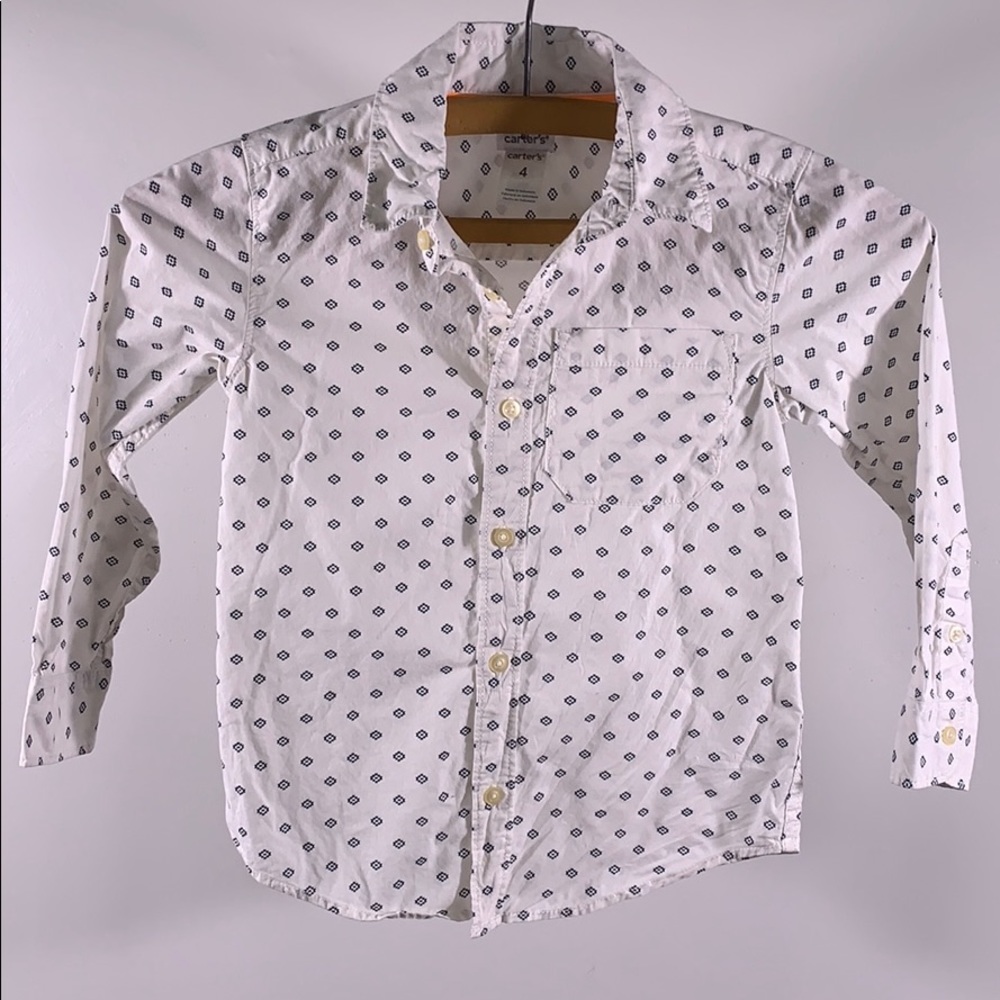 Boys aztec tribal print white button down